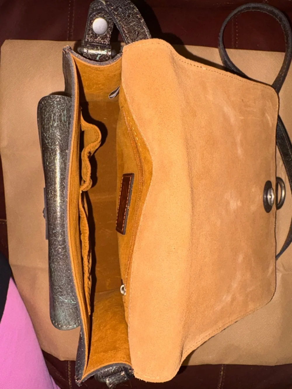 Patricia Nash IIina Turquoise Tooled Leather Floral Crossbody Bag - Picture 9 of 9